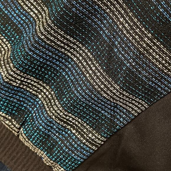 LA Reaction VINTAGE Cowl Neck 1/2 Sleeve Blouse sz S Metallic Stripe Top Black - Picture 5 of 10